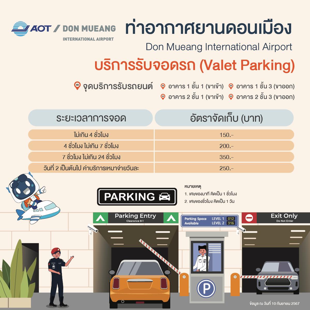 รวมค่าบริการจุดจอดรถ_DMK อาคารจอดรถ Valet Parking